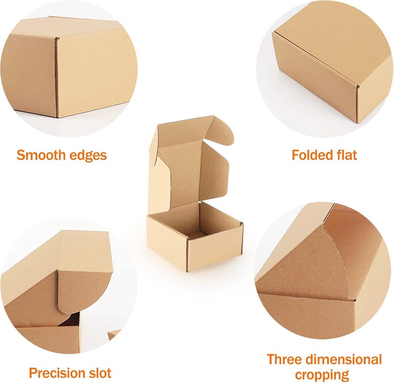 PHAREGE 4x4x2 inch Shipping Boxes Bulk 50 Pack Brown, Tab Lock Tuck Top Mailer Boxes for Packaging Small Business, Small Cardboard Gift Boxes for Wrapping Mailing Present - Image 5